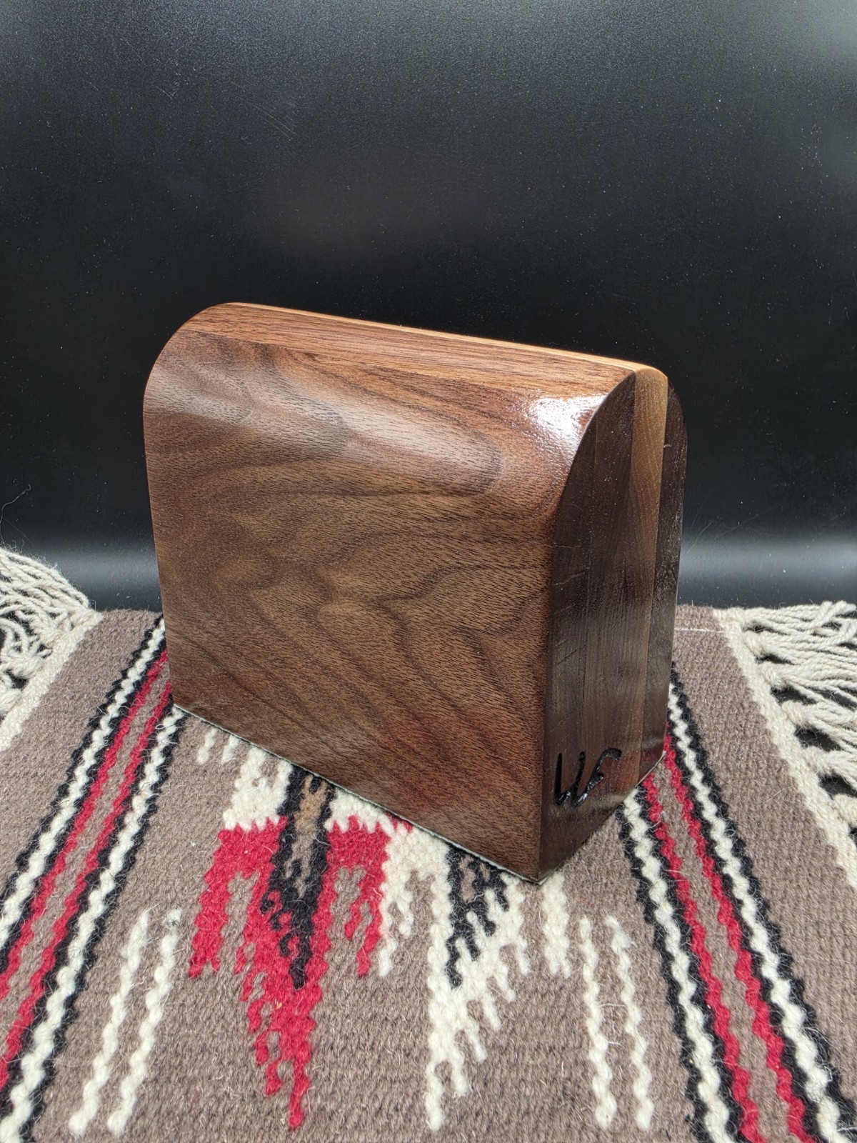 Handmade Walnut Western Spur Display Block Signed WF 3\ Handmade Walnut Western Spur Display Block Signed WF 3\