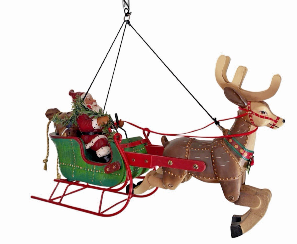 Vintage 1999 RARE  Possible Dreams Busy Bouncers Santa in Sleigh