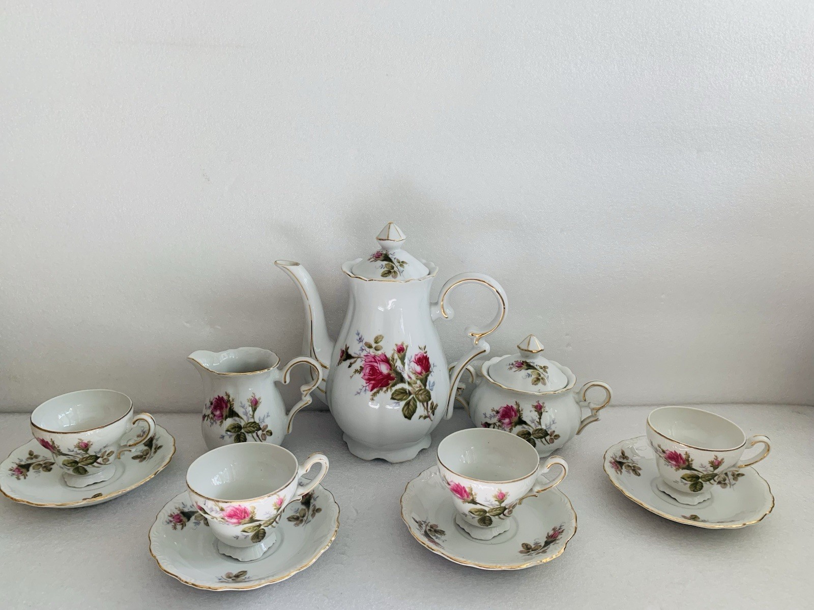 Vintage 1950's Ucagco Moss Rose Porcelain Tea Set Japan