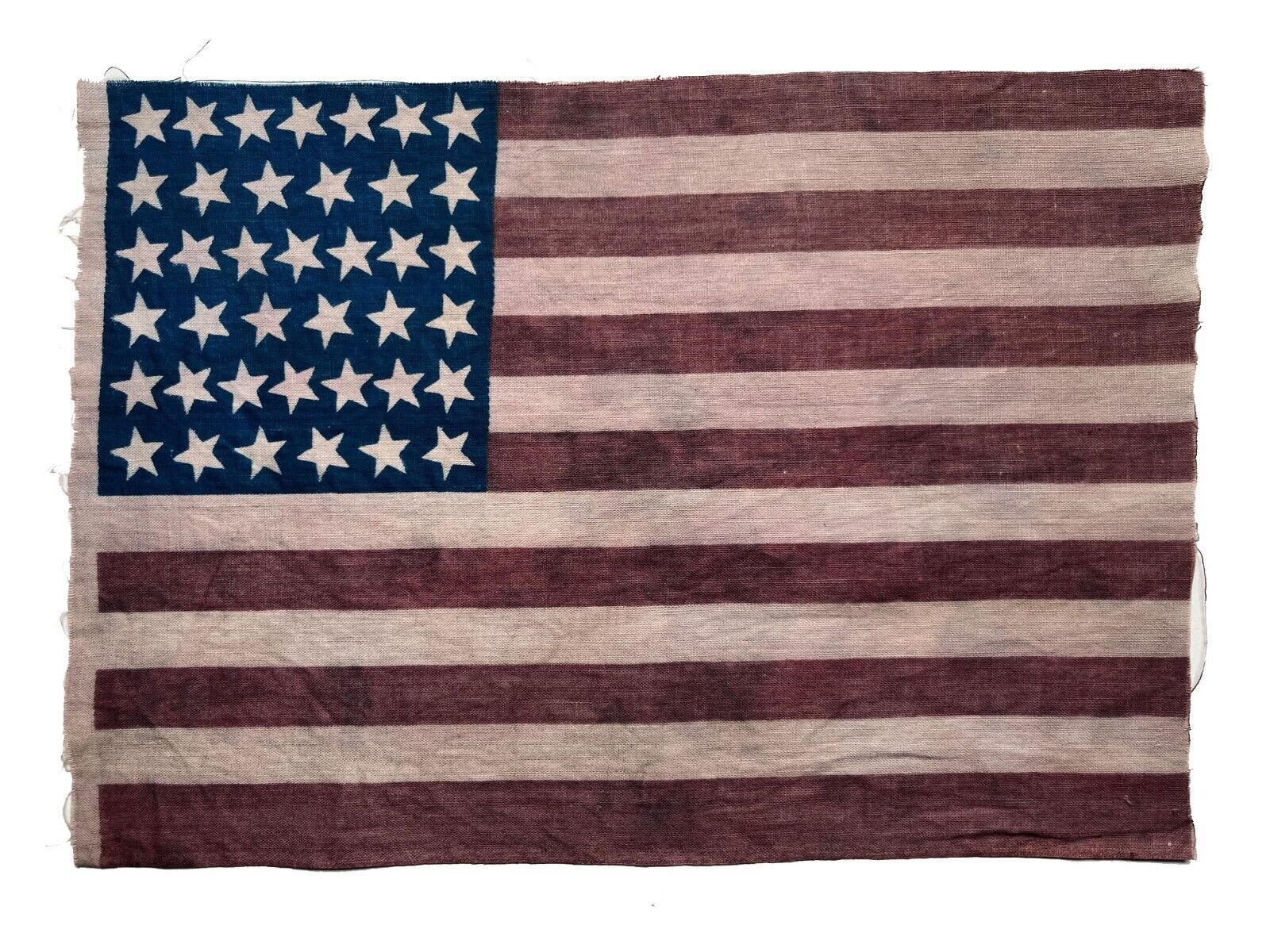 Circa 1889 ANTIQUE 39 Star American Parade Flag Folk Art Primitive AAFA