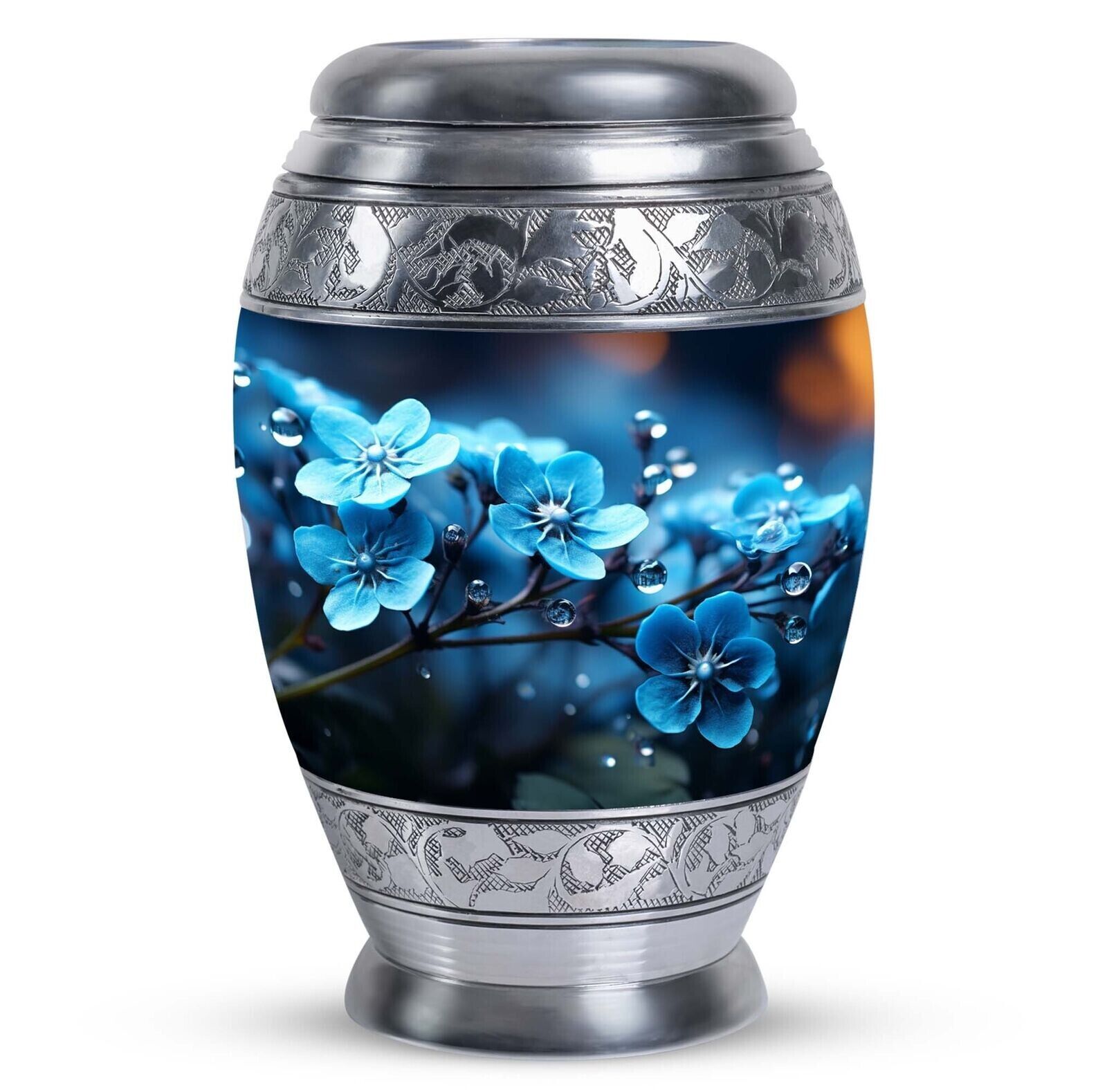 Engraved Blue Beautiful Flower Cremation Urns 10\