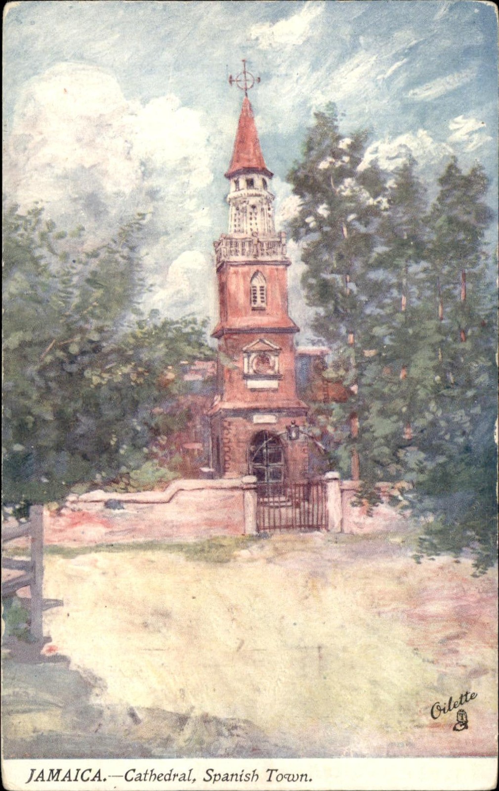 Spanish Town Cathedral Embossed Tuck's Post Card c1900s-10s Vintage Postcard