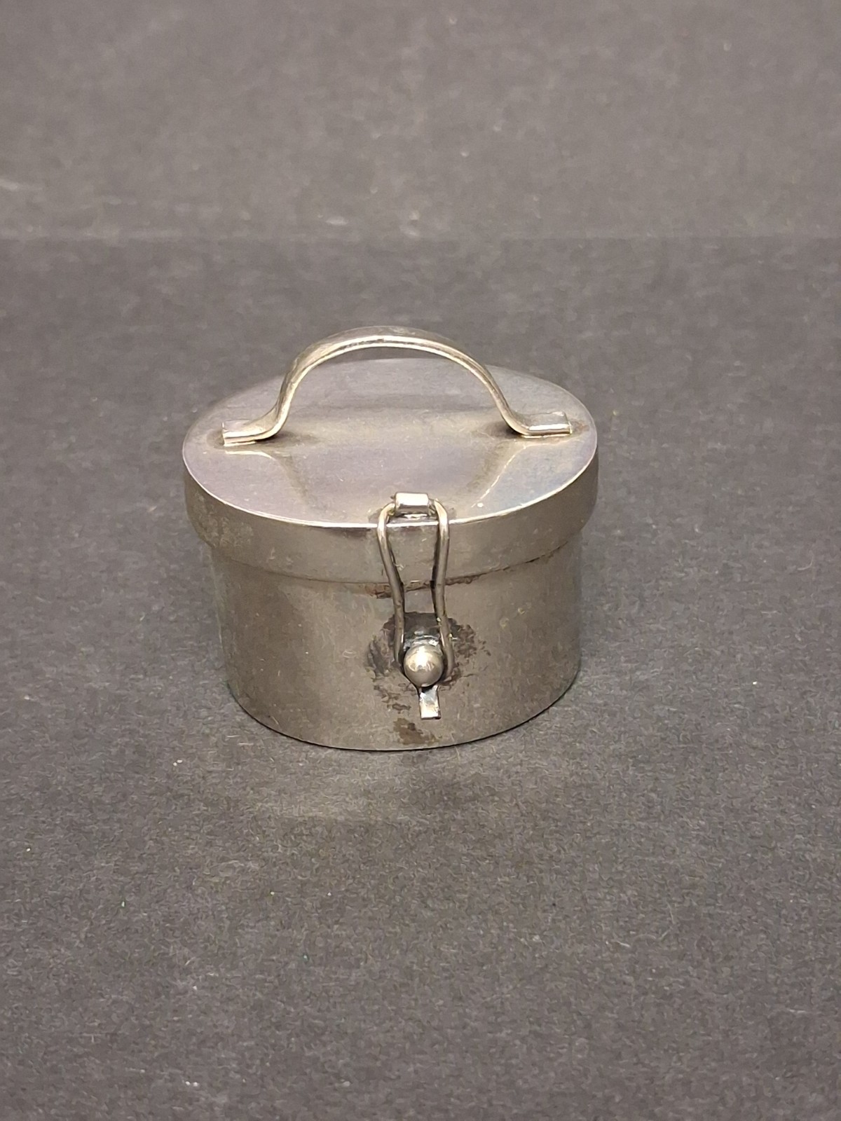 Antique Silver-Plated Pill Box Snuff Trinket Hinged Lid