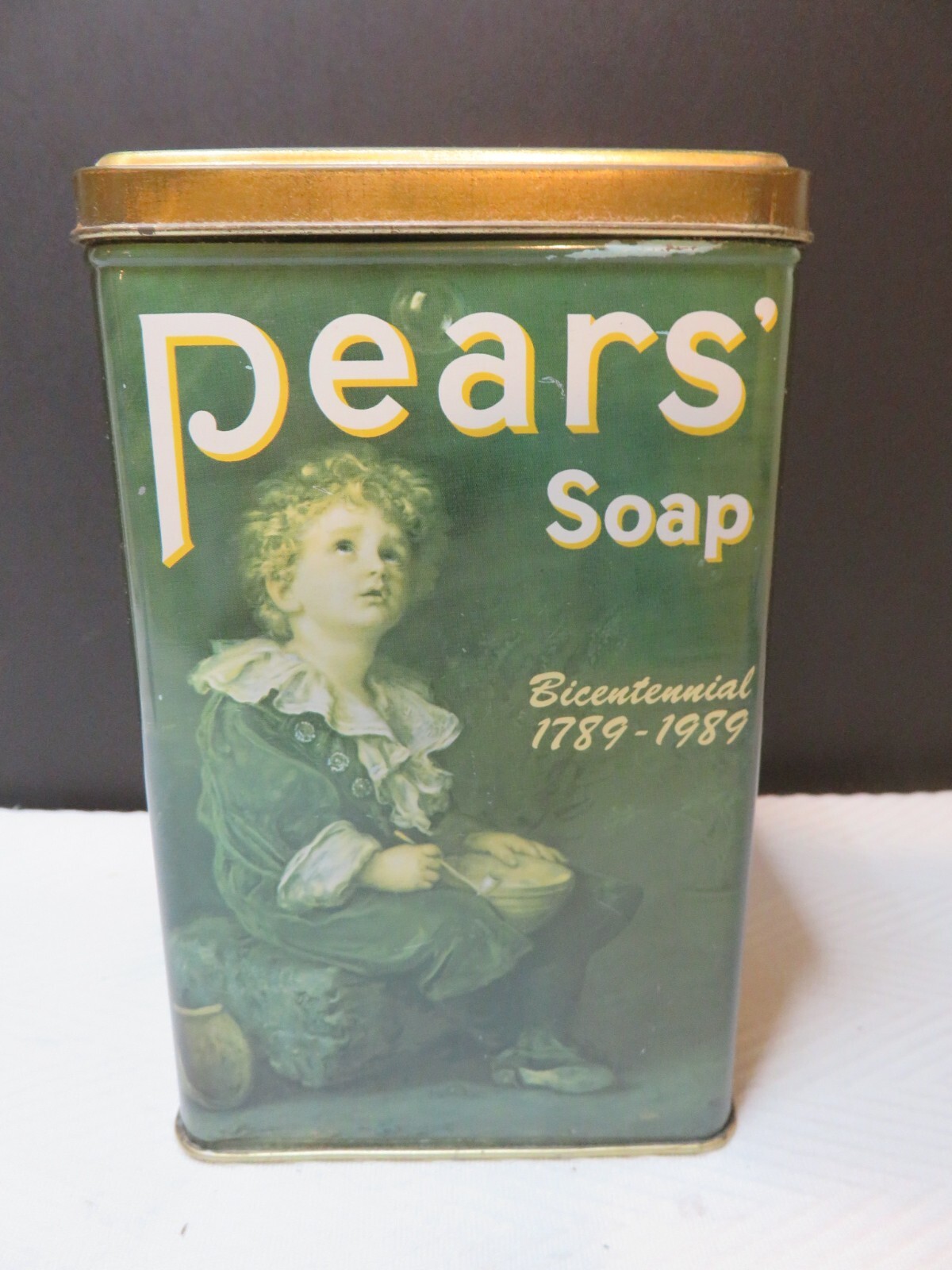 1980\'s 200 years Pears soap tin with lid girl with curly hair