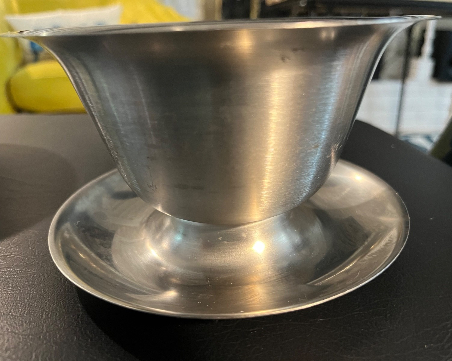 VOLLRATH #6206 Stainless Steel Sauce Bowl, attached underplate 6” diam x 3.75”h
