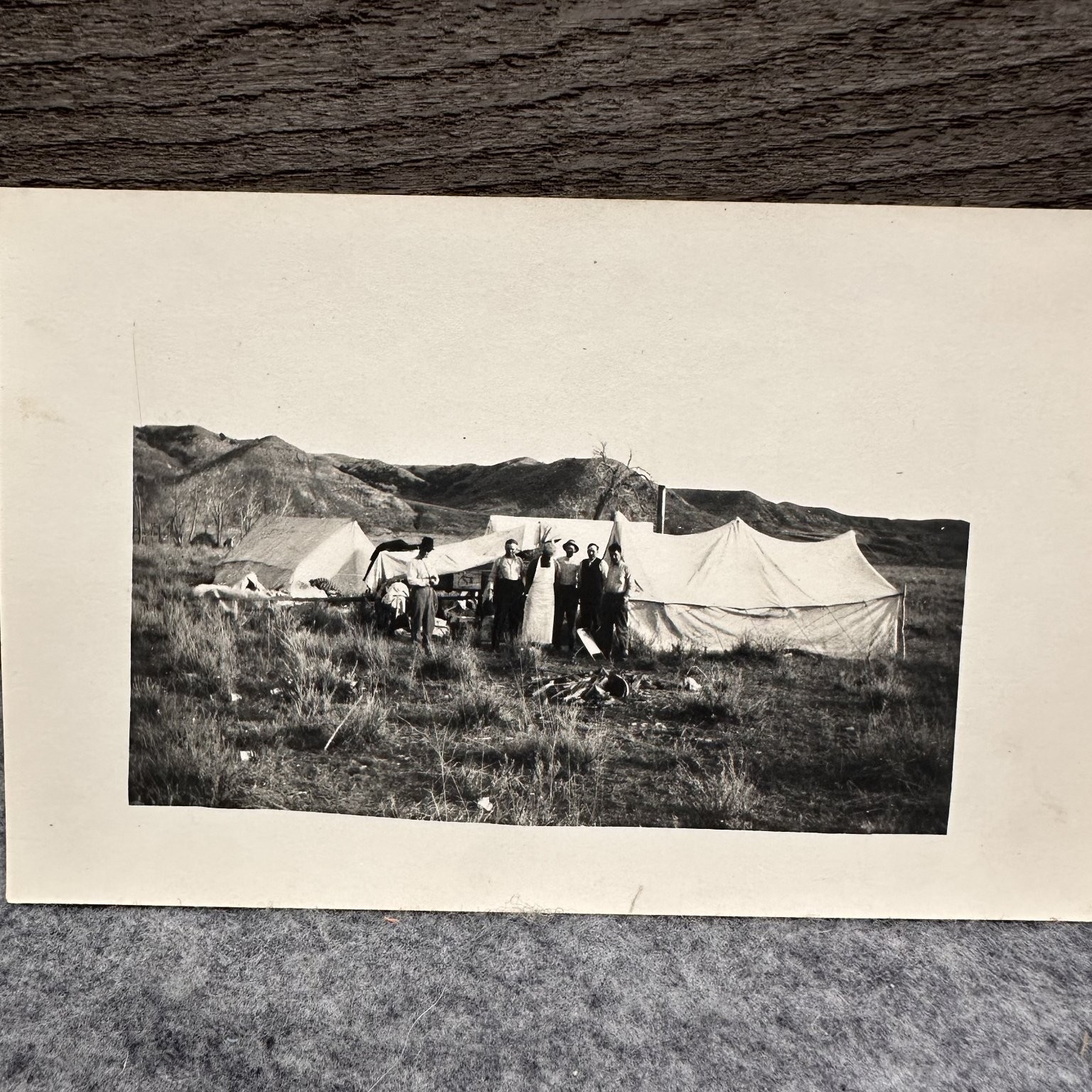 Vintage RPPC Men\'s Camp Expedition Tent Scene Mountains Real Photo Postcard Vintage RPPC Men\'s Camp Expedition Tent Scene Mountains Real Photo Postcard