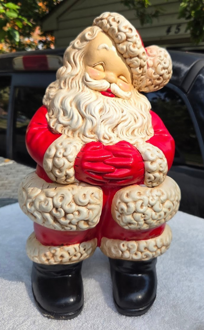 Winking Santa Claus Coin Bank Ceramic Figure 14\