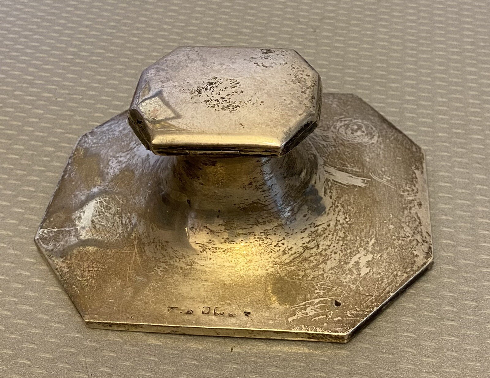 Antique London Sterling Silver Inkwell English original glass insert 187g