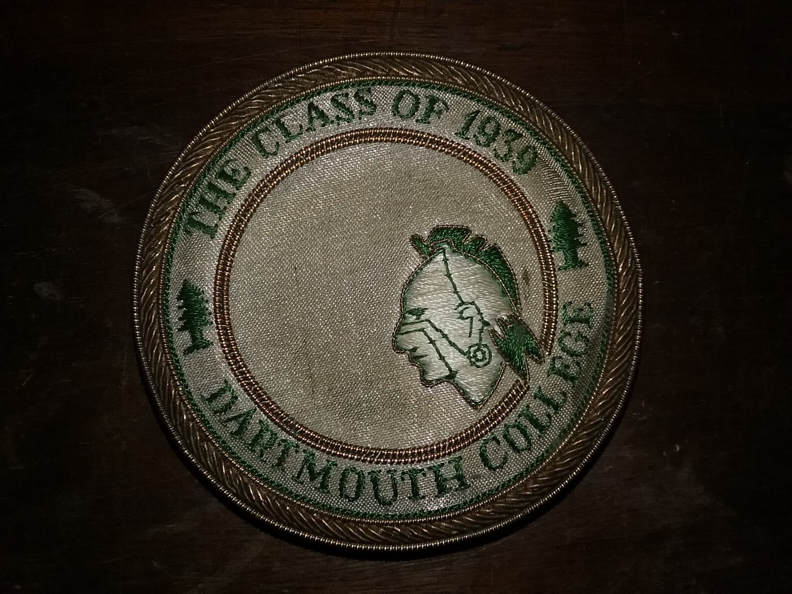 Vintage Dartmouth College Class of 1939 Bullion Blazer Patch Indian Mascot RARE