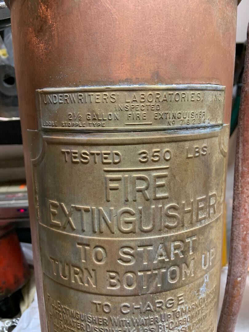 RARE Antique Vintage Underwriters Laboratory Copper Brass Fire Extinguisher