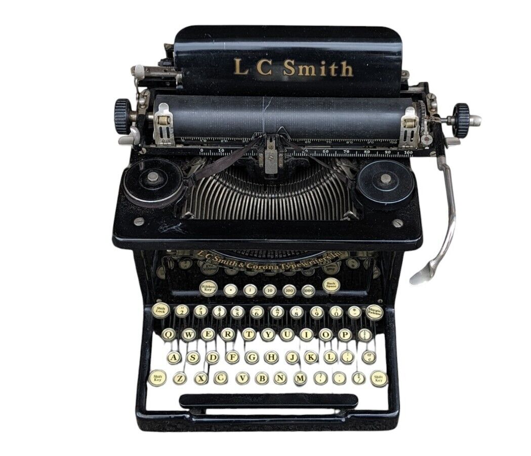 Antique 1920's LC Smith Corona Black Typewriter No 8 10  Excellent Working
