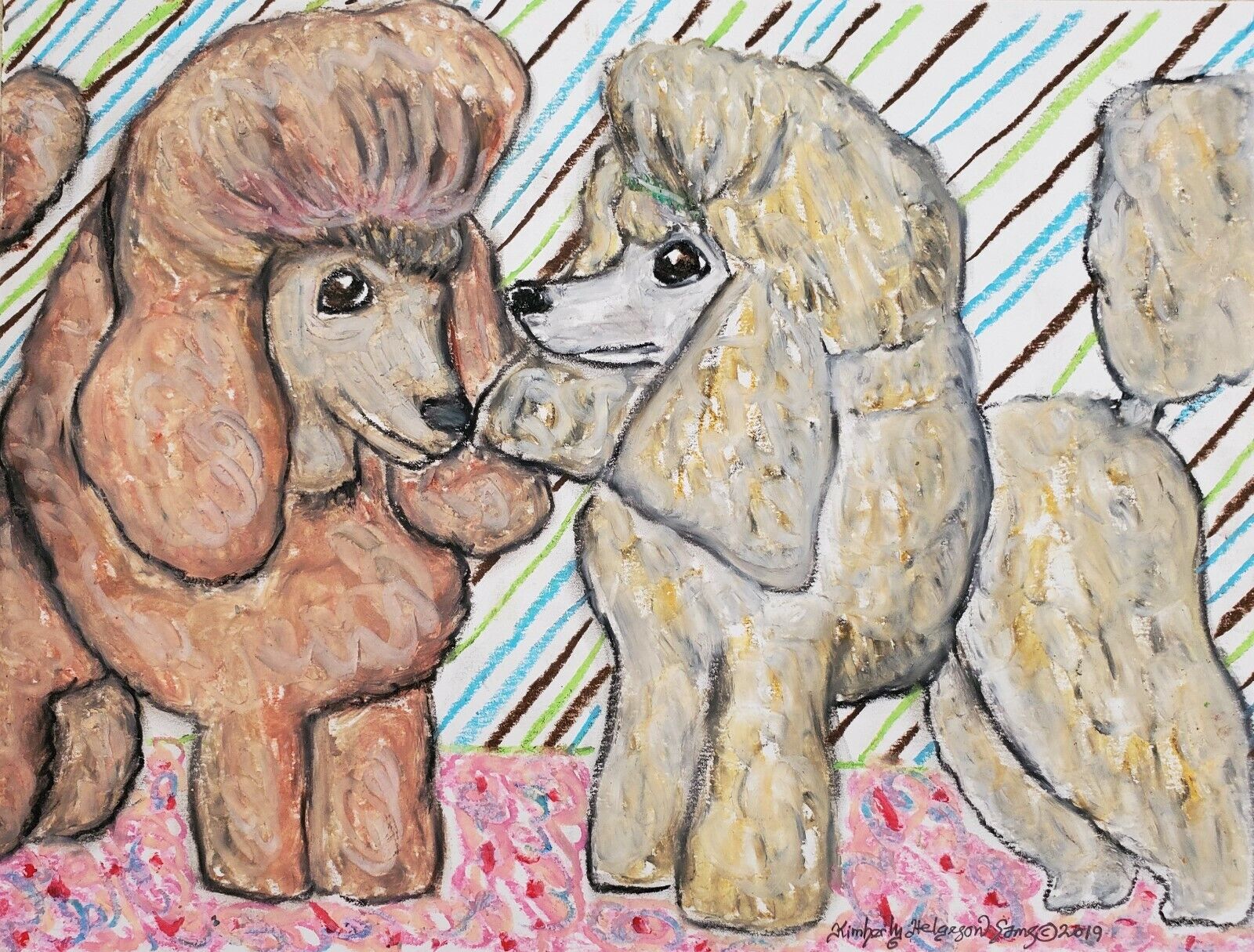 Toy Poodle Pop Art ORIGINAL Painting 9x12 Signed by Artist KSAMS Dog Collectible