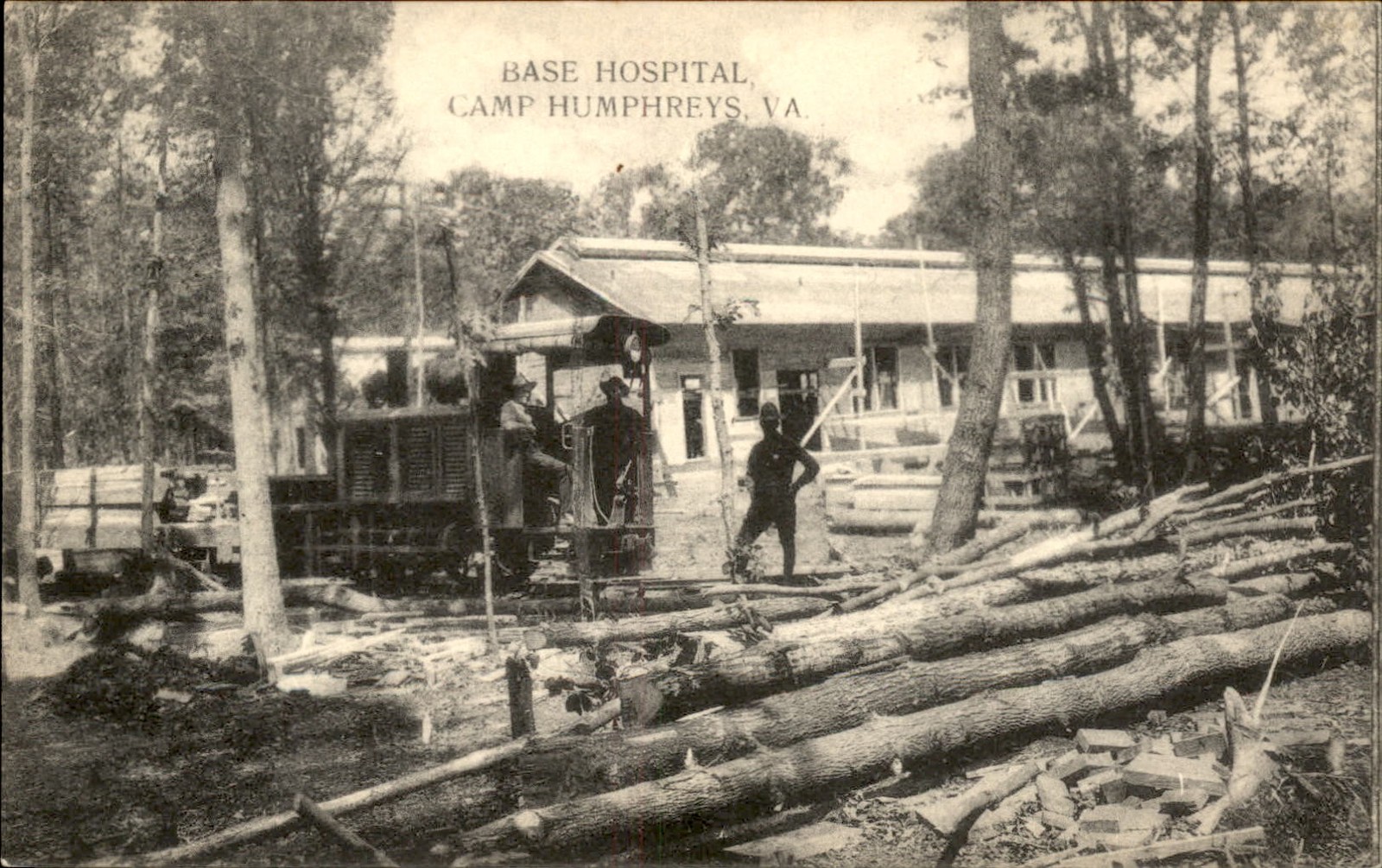 VA Base Hospital Camp Humphreys W. B. Garrison Lumber Logging c1910 Postcard bhn