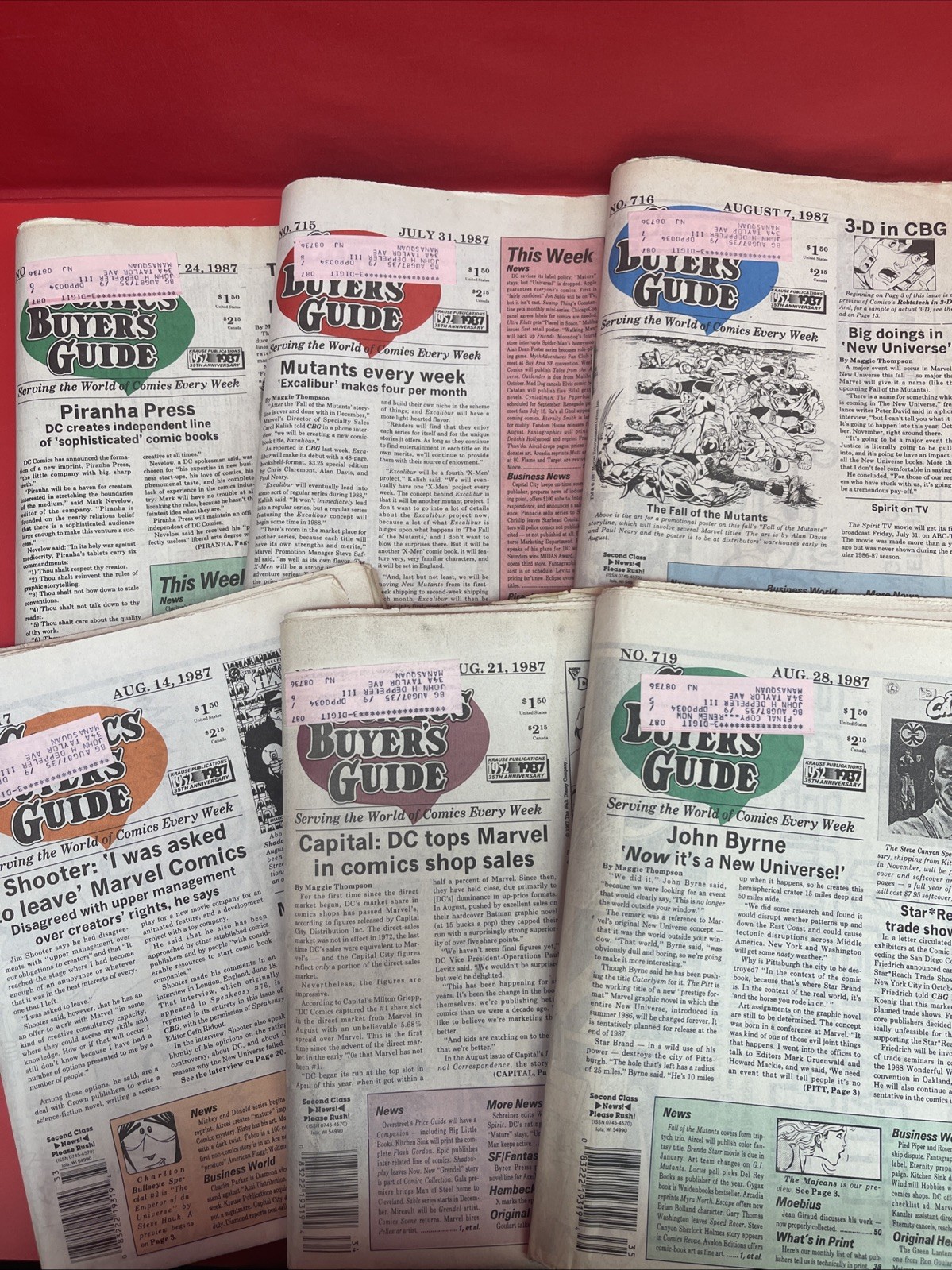 Comics Buyer’s Guide #714-719 Lot of 6 Consecutive Issues 1987 Vintage.  *33