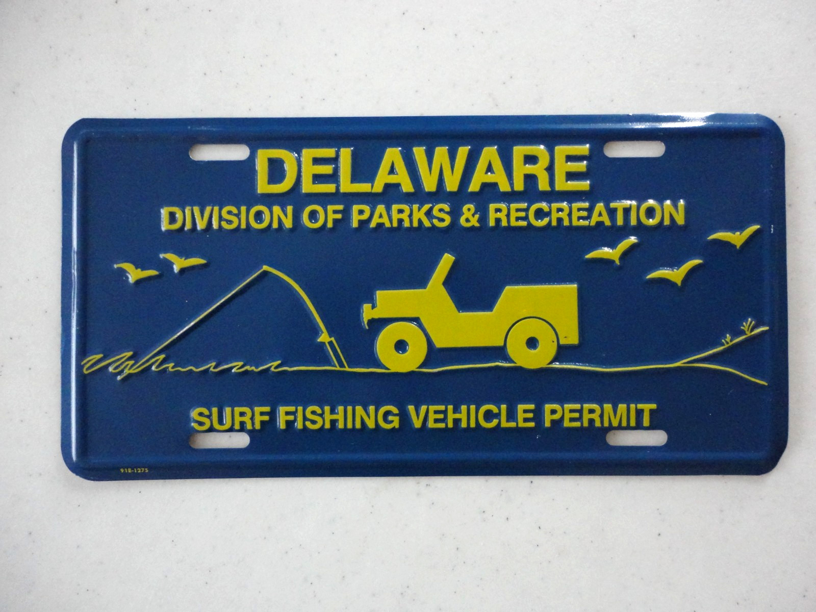 Delaware Surf Fishing Vehicle Permit License plate Unused Mint Jeep Delaware Surf Fishing Vehicle Permit License plate Unused Mint Jeep