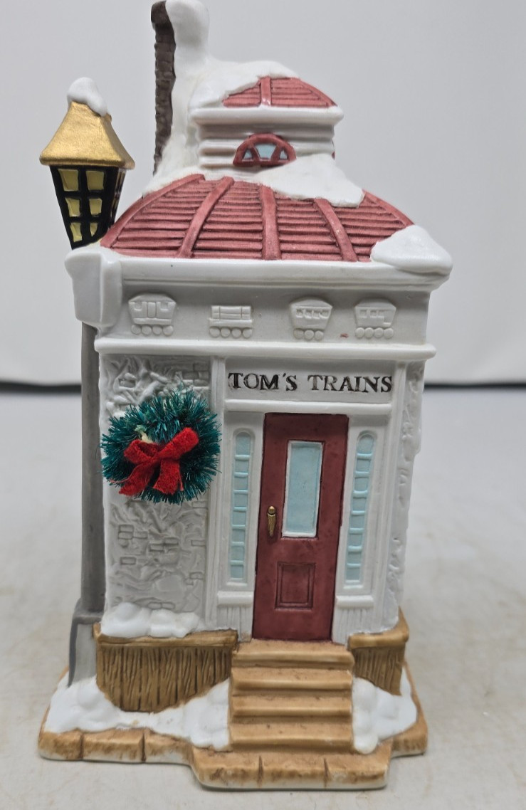 Vintage Mercuries 1993 Toms Trains Christmas Village Ceramic Shop Toy Store