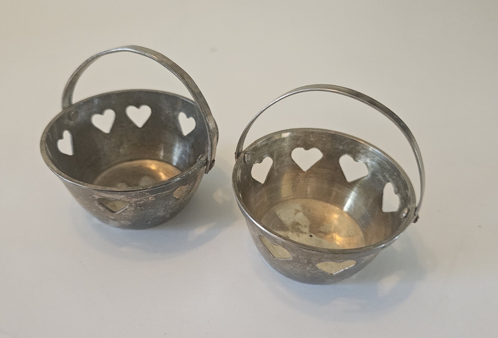 LaVie Silver-Plated Heart Basket Set Of TWO 1.5\