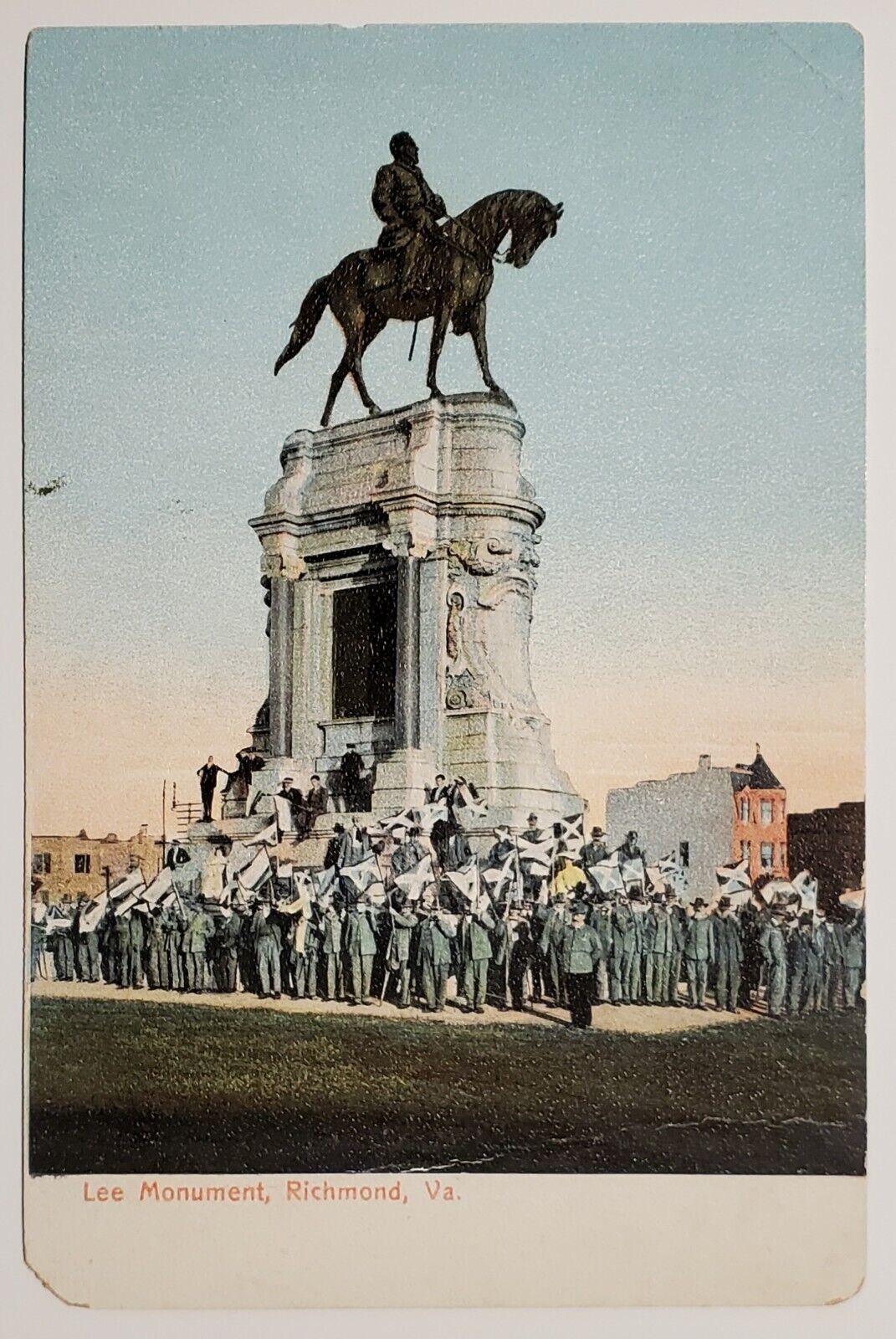 Richmond VA Virginia Lee Monument Civil War Soldier Vets c1907 Postcard A47