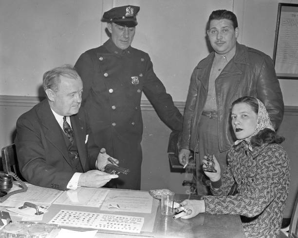 These are the principal characters in a tragic Brooklyn street sce .. Old Photo