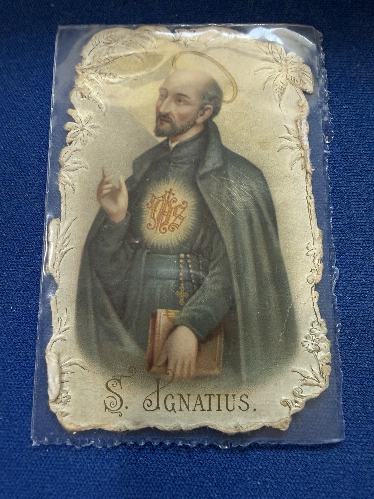 ANTIQUE ST IGNATIUS DIE CUT HOLY CARD SIGNED FROM TEACHER 1907 ENCLOSED