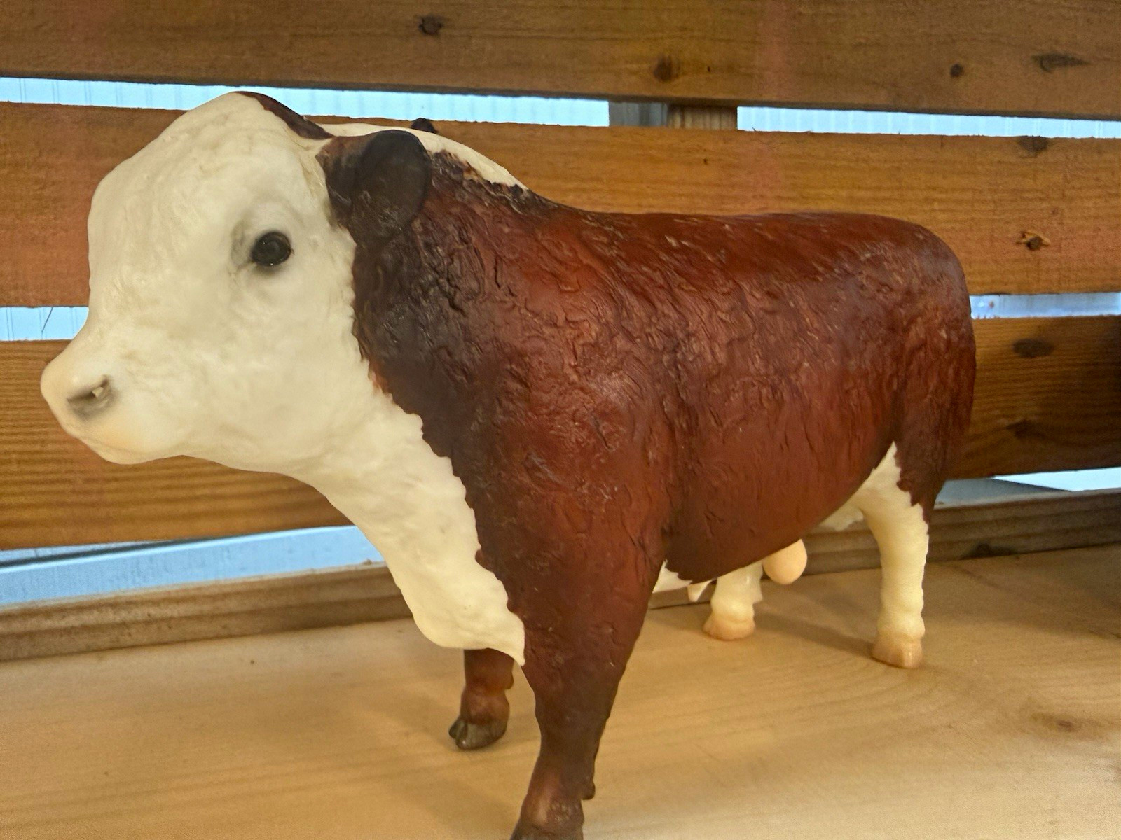 Brown & White Cow Figurine Plastic Farm Animal Collectible Decor Statue