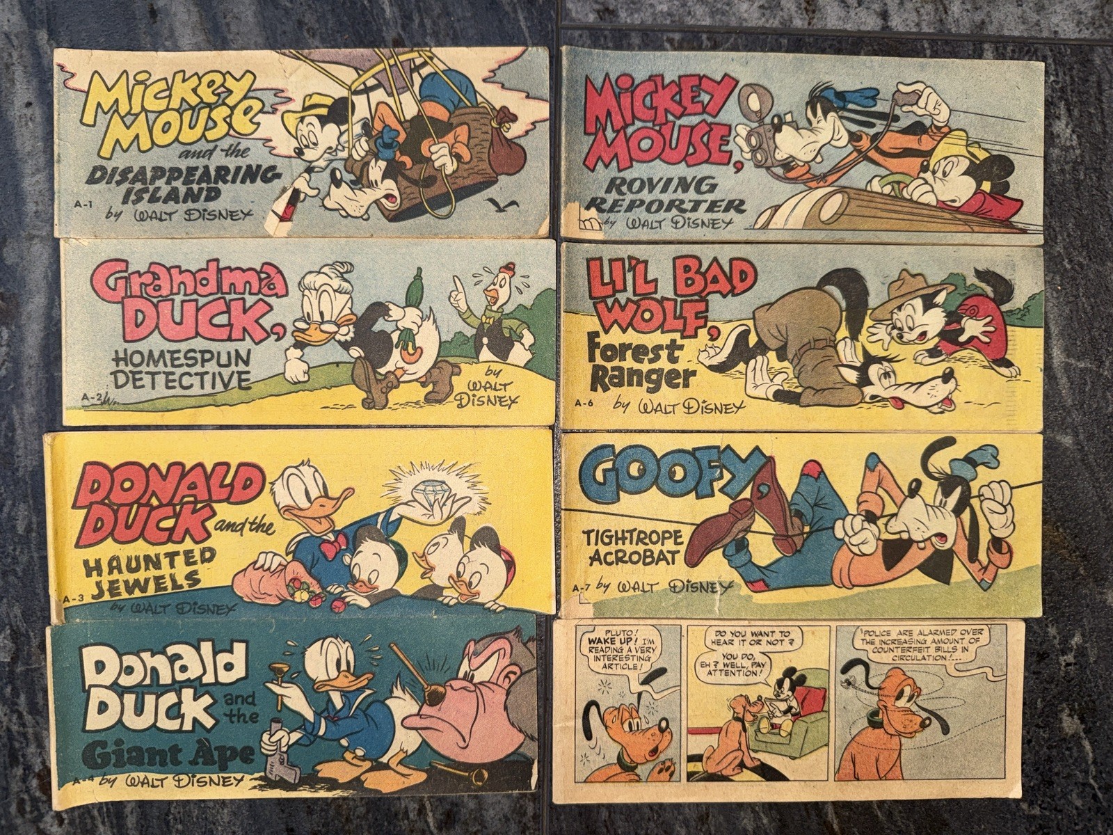 Disney Vintage 1950s 8 Comic Strips Wheaties Mickey Mouse Donald Duck Set A 