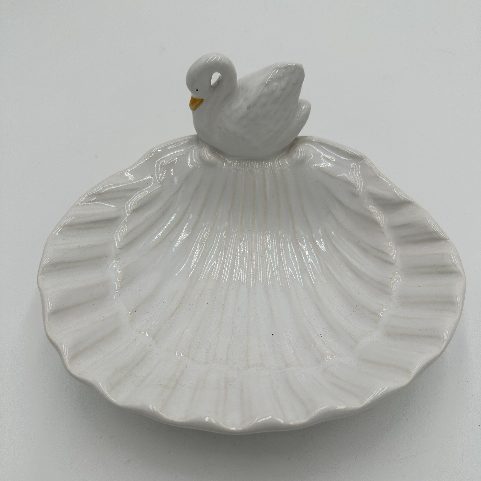 Frutuoso Swan Clam Shell Ticket Candy Soap Dish Large Made In Portugal Vtg M5