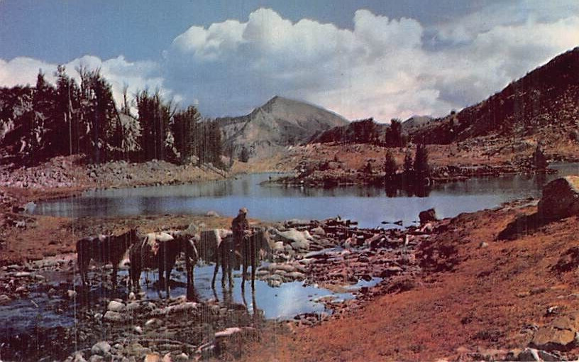 Postcard OR: Packing in Wallowa Mountains, Eagle Cap, Glacier Lake, Oregon