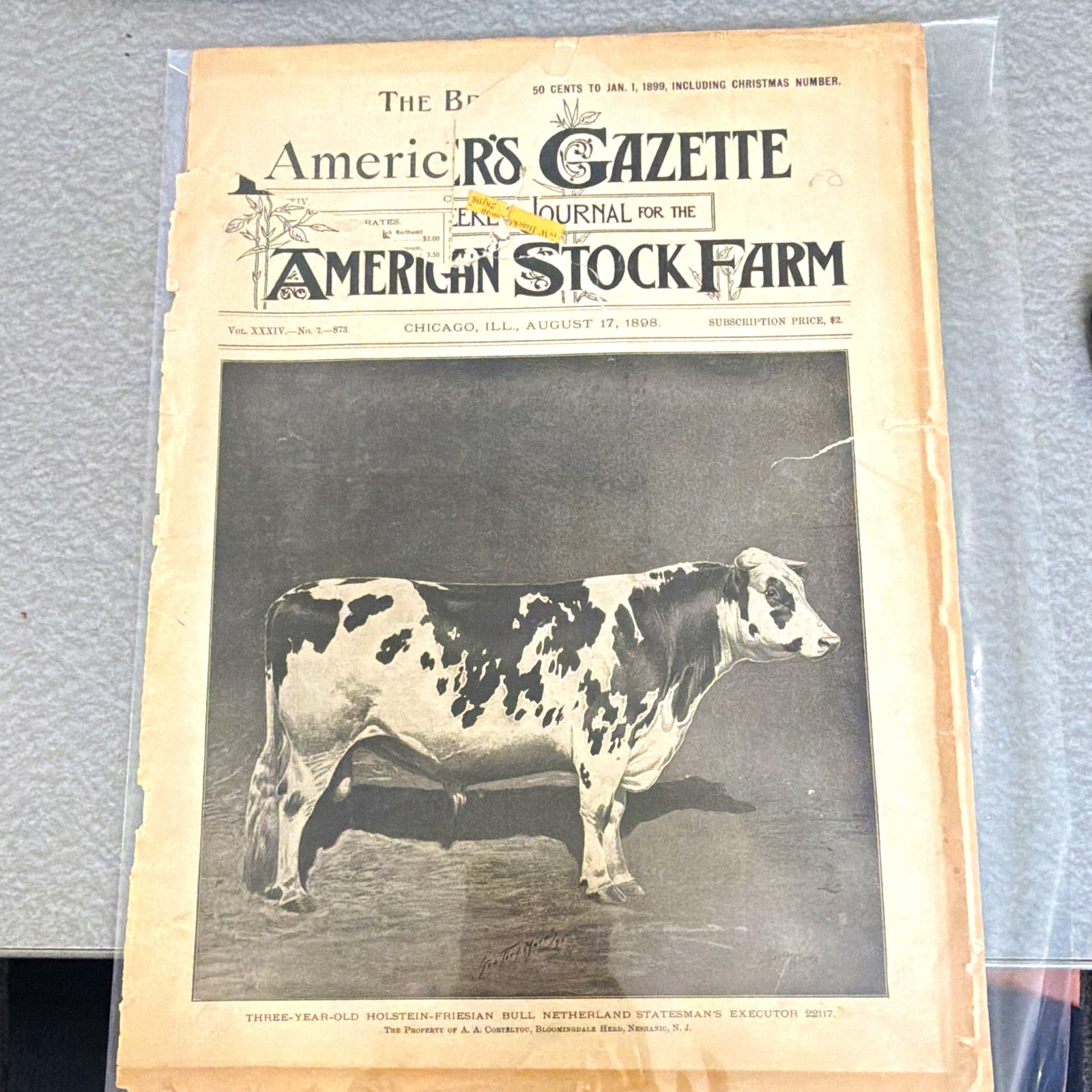 Vintage Aug 17, 1898 Breeder's Gazette Original 