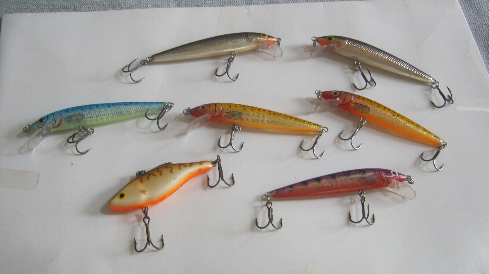 Lot of 7 Vintage Fishing Fish Lures, Rapala, One Rattlin Finland