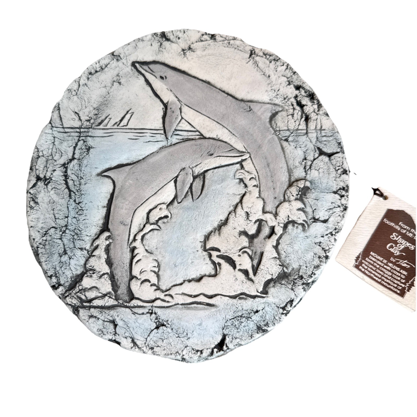 Dolphin Shapes of Clay by Stan Handcrafted from Mt. St. Helen Ash Signed Tagged