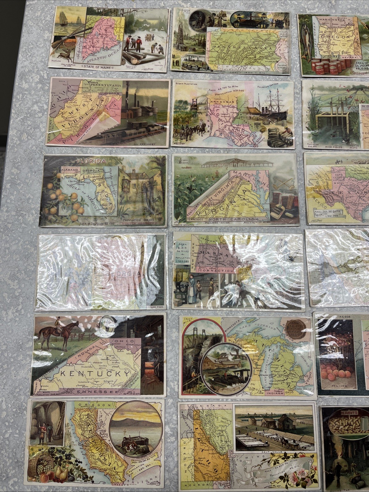 ARBUCKLE BROTHERS COFFEE TRADING CARDS MAPS OF STATES AND TERRITORIES LOT OF 49