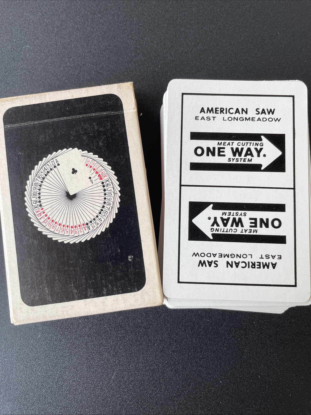 Vintage Liberty Playing Cards Deck Advertising American Saw Meat Cutting System