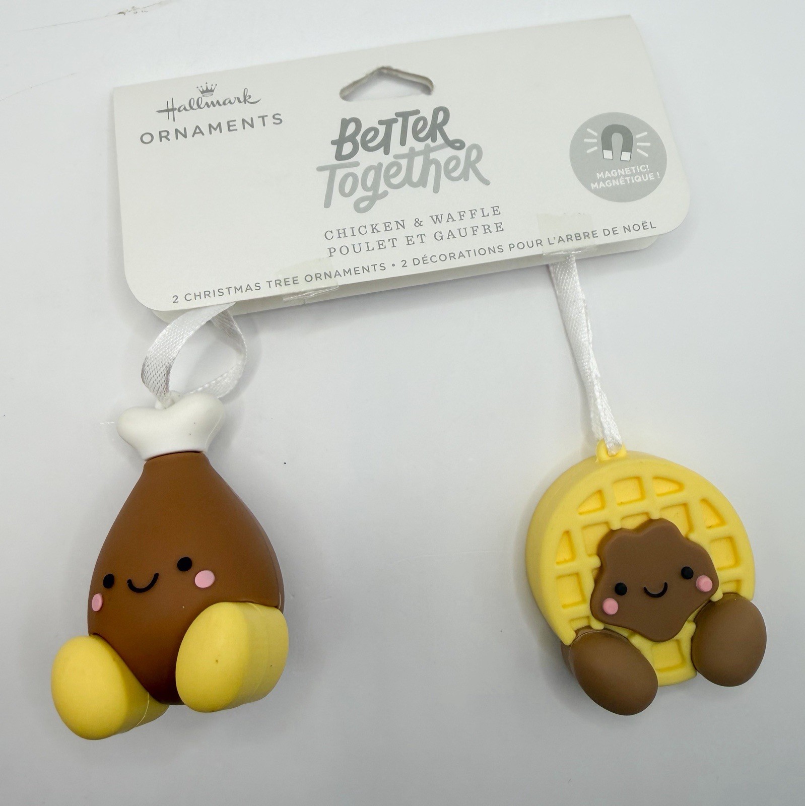 Hallmark Better Together Chicken And Waffle Magnetic Ornament Set NEW