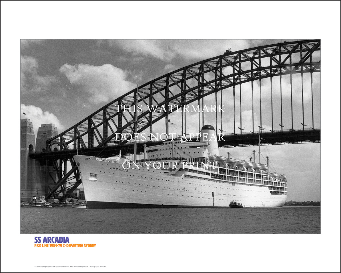 SS Arcadia P&O Line Ship Art Print – Sydney Harbour Bridge – 20
