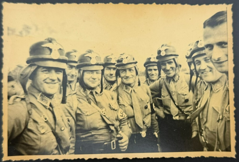 Original Pre-WWII German Photo 1938 Nuremberg Rally Soldiers Crash Helmets