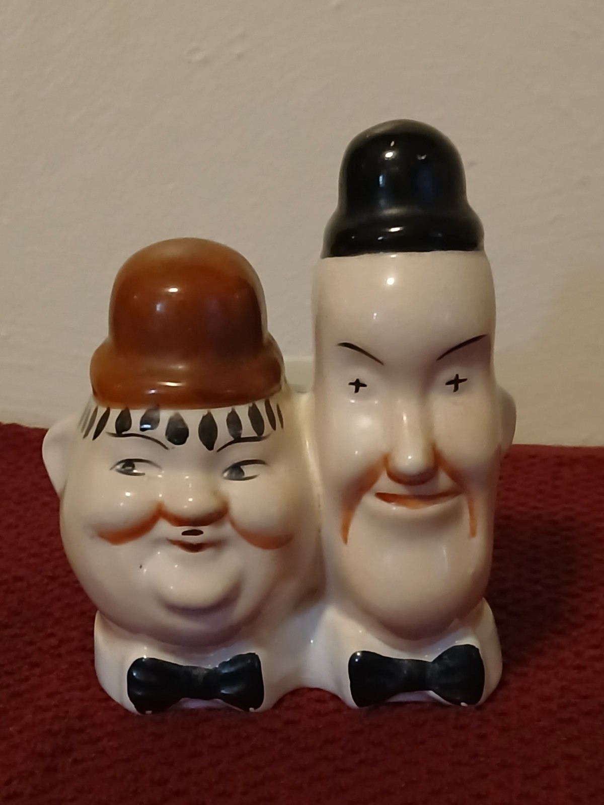 Vintage Rare 1950\'s Laurel & Hardy Figural Ceramic Planter Ucago Japan Figurine