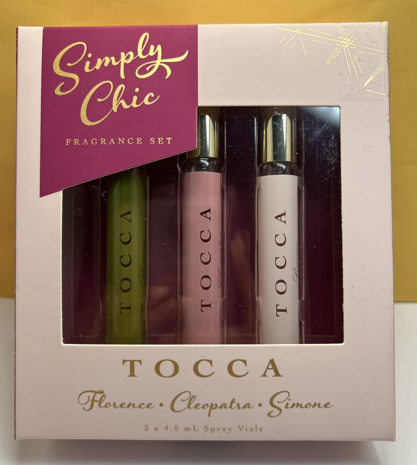 Tocca Simply Chic Fragrance Set Spray 3x4.5mL “Florence, Cleopatra, Simone” NIB Tocca Simply Chic Fragrance Set Spray 3x4.5mL “Florence, Cleopatra, Simone” NIB
