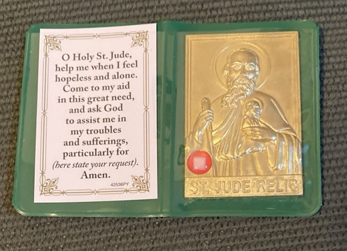 ST. JUDE, PATRON SAINT OF HOPELESS CASES, PRAY FOR US POCKET PRAYER FOLDER RELIC ST. JUDE, PATRON SAINT OF HOPELESS CASES, PRAY FOR US POCKET PRAYER FOLDER RELIC
