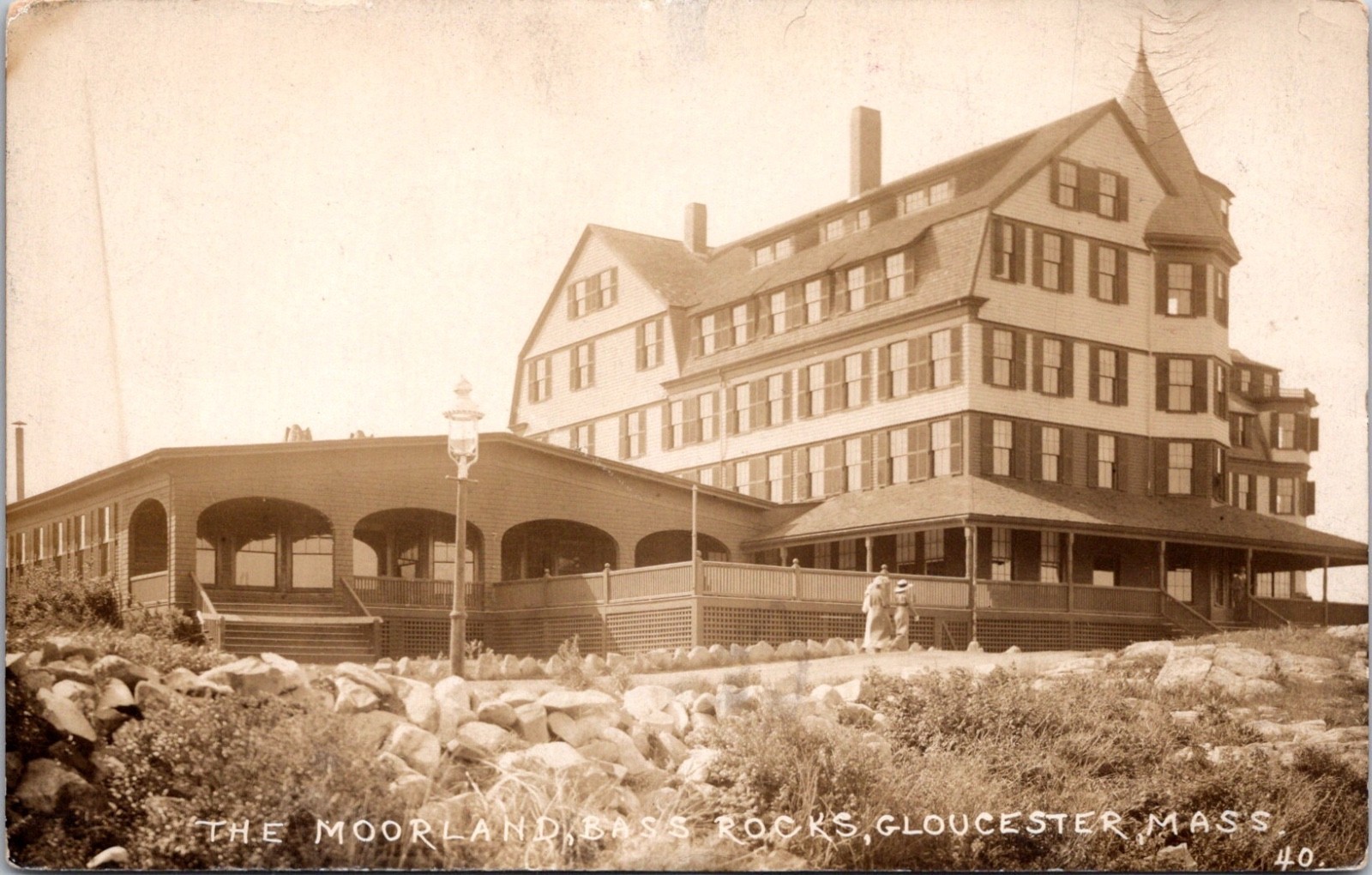 RPPC Real Photo Postcard Gloucester Massachusetts The Moorland East Rocks 1913
