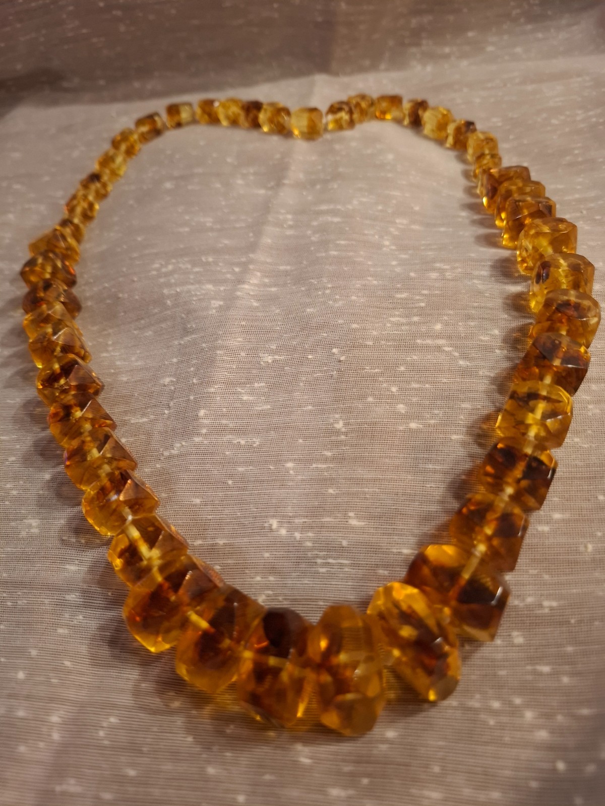 Vintage Baltic Amber Necklace 102.5g 80cm Faceted Cognac FedEx shipping