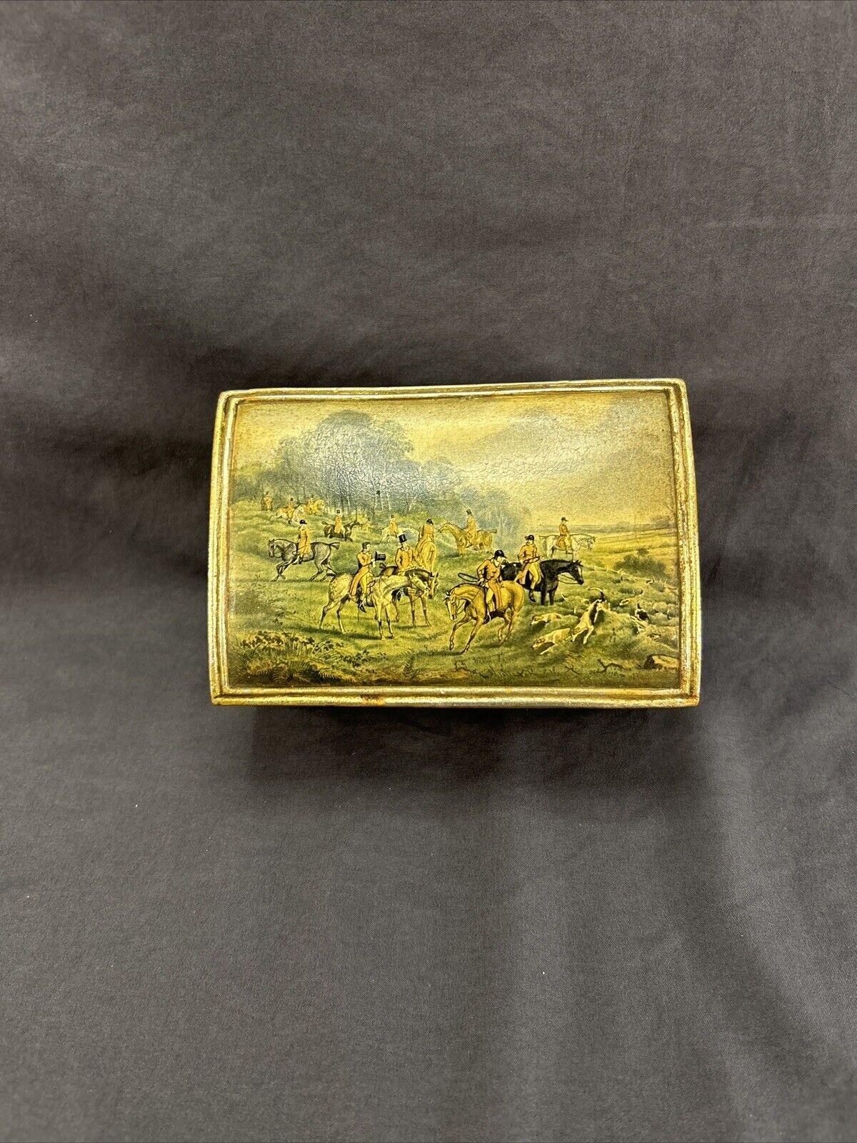 Borghese trinket box sale dresser fox hunt gift vintage wooden collect jewelry