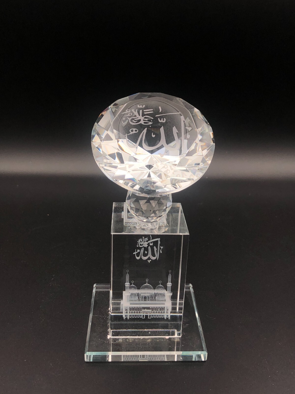 Hand Cut Allah Islamic Crystal religious Gift With Box