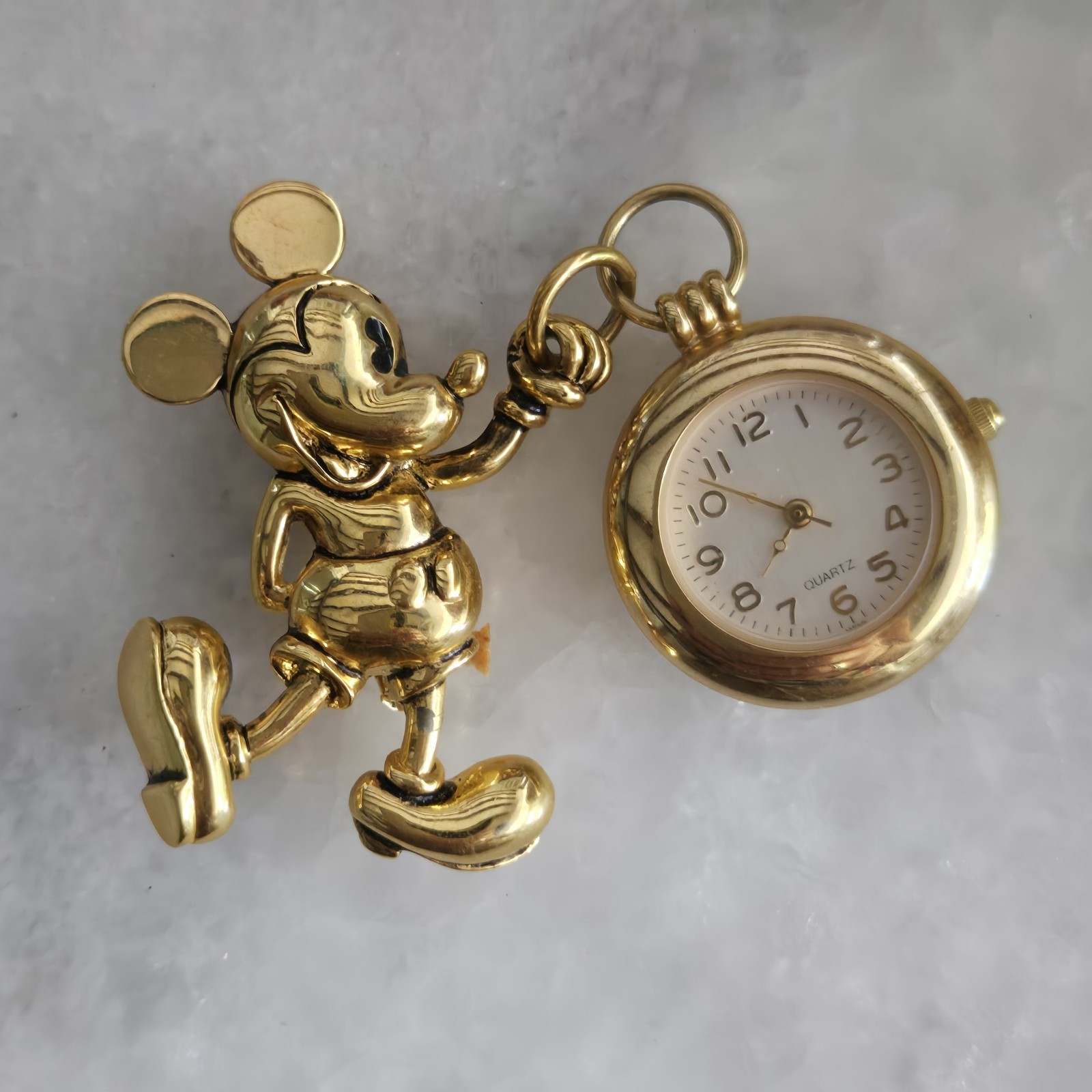 Vintage Napier Brand Mickey Mouse Pin with Clock Brooch