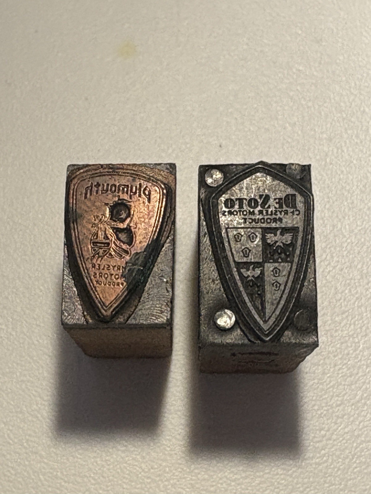 Antique Letterpress Printing Blocks Chrysler De Soto & Plymouth 1914 & 1910 Set