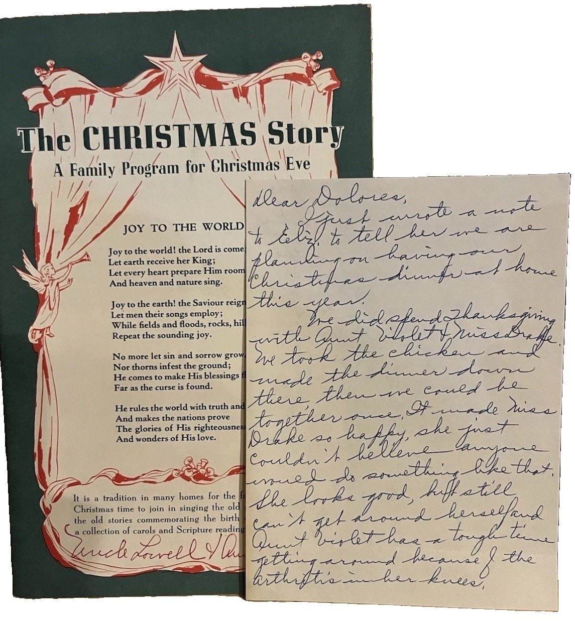 Vintage Christmas Story Song Program Ephemera + Handwritten Family Letter PA