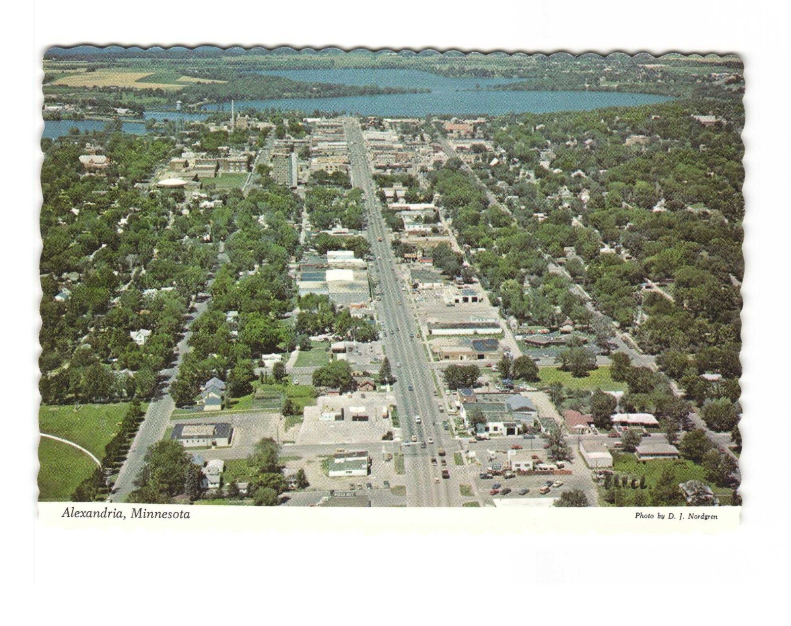 Alexandria MN aerial view Birthplace of America VTG postcard Unp