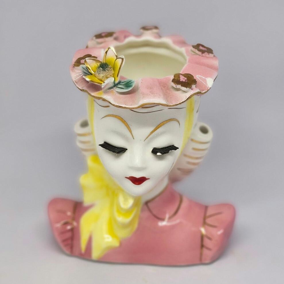 Lefton Pink Lady Barbara Vase