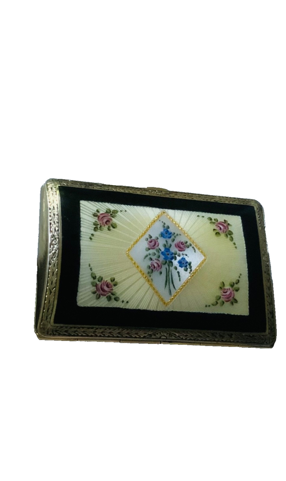 STUNNING1 Antique Silver Floral ENAMEL GUILLOCHE Cigarette CASE FMCO EXCELLENT STUNNING1 Antique Silver Floral ENAMEL GUILLOCHE Cigarette CASE FMCO EXCELLENT