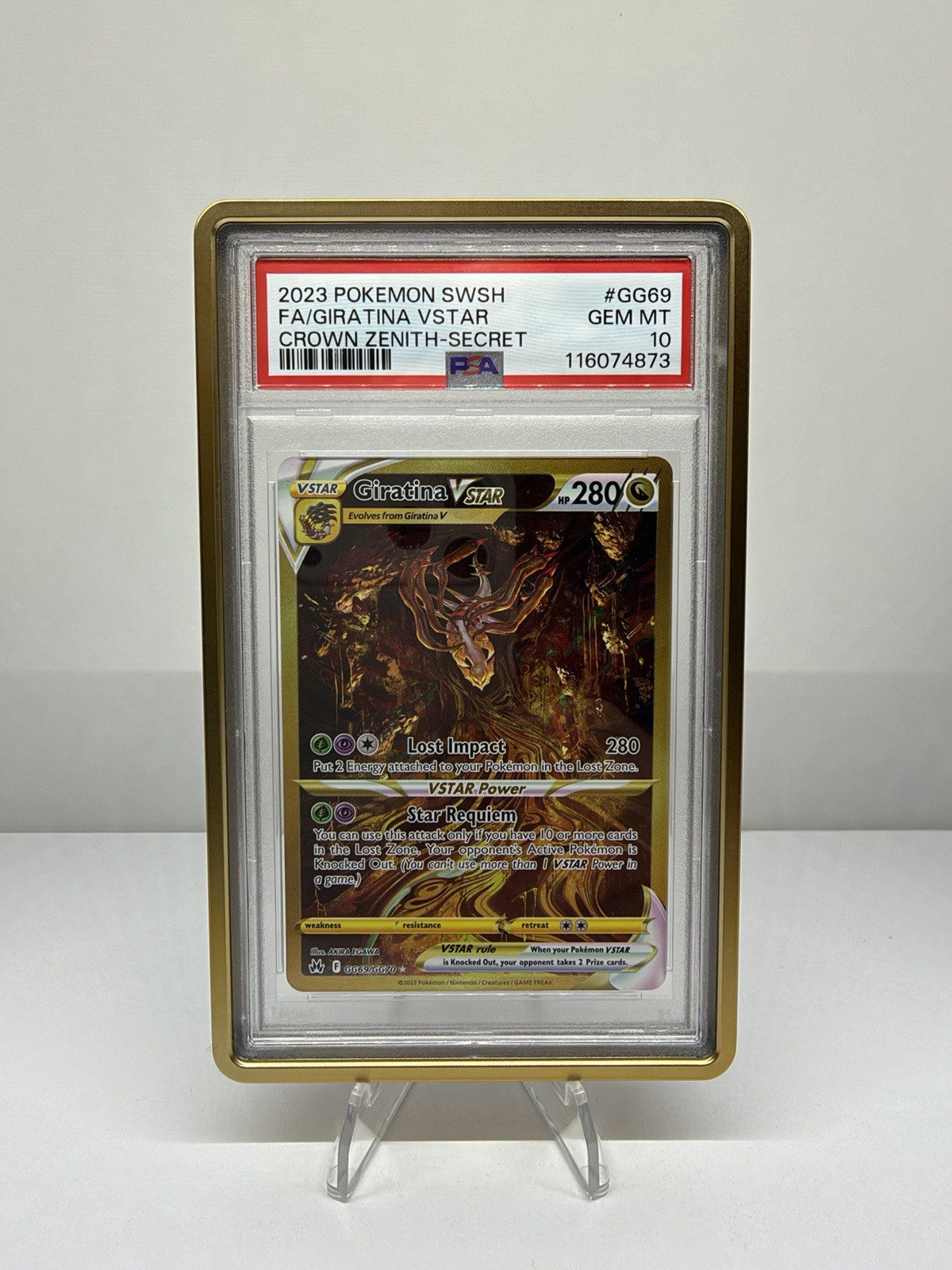 2023 Pokemon Crown Zenith Giratina VSTAR GG69/GG70 Gold Secret PSA 10 Gem Mint